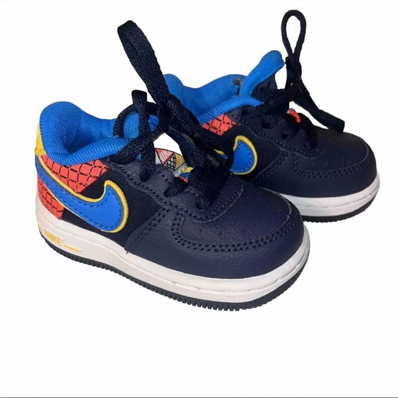 Nike boys Air Force 1 sneakers blue and red obsidian size 5c - Picture 1 of 7